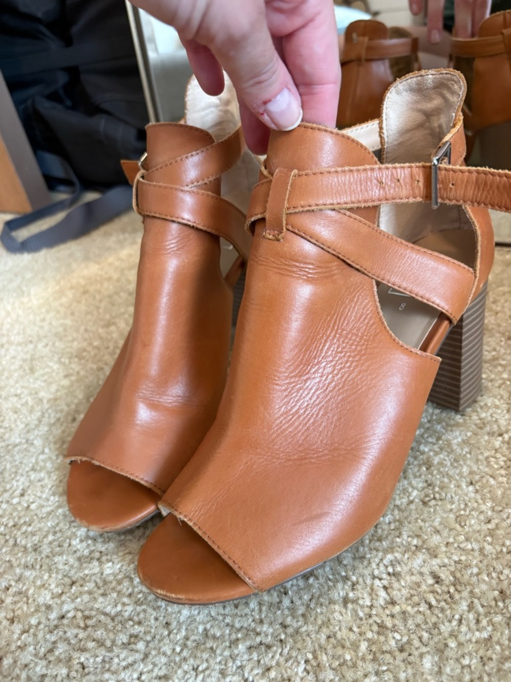 GAP Tan Open-Toe Strappy Block Heel Sandals